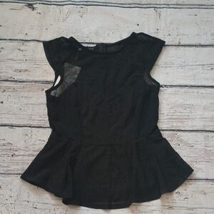 Chaconia Dolls Black Mesh Accent Peplum Top S NWT Whimsigoth Lolita Witchy